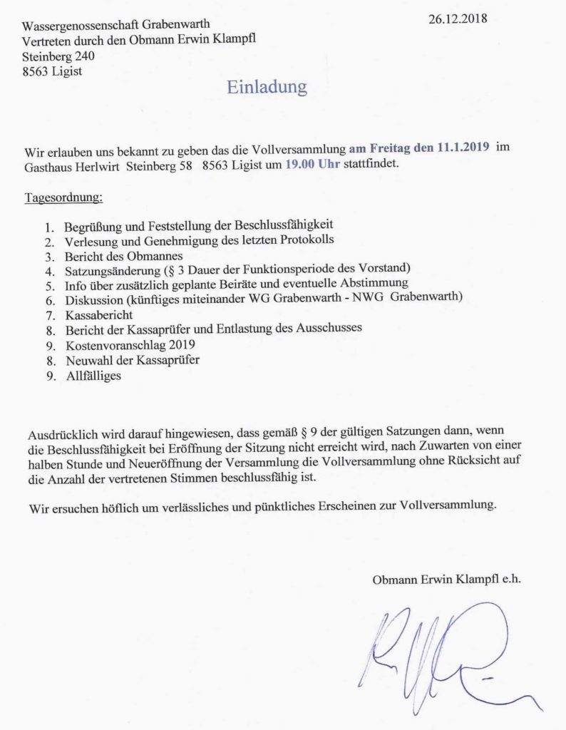WGG Einladung Vollversammlung 2019